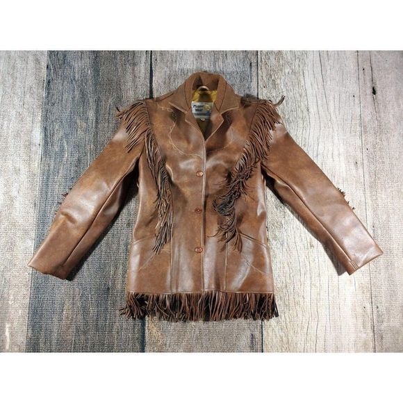 Pioneer Wear Faux Leather Fringe Western Jacket - Picture 1 of 7